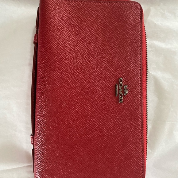 Coach Handbags - COACH F23334 Womens Red Double Zip Travel Wallet